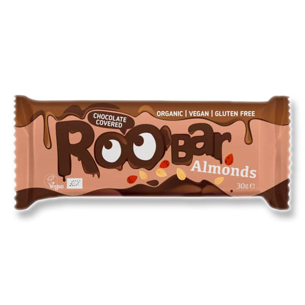 Roobar Chocolate Covered Almond Bar Baton de migdale cu acoperire de ciocolată 30g