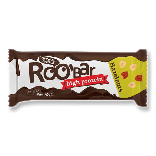 Roobar Protein Bar Bio Hazelnuts Baton de migdale cu acoperire de ciocolată 40gr