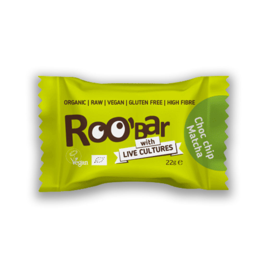 Roo'biotic Energy Ball Choc Chip Matcha Minge organic cu matcha și  picături  de ciocolată 22gr