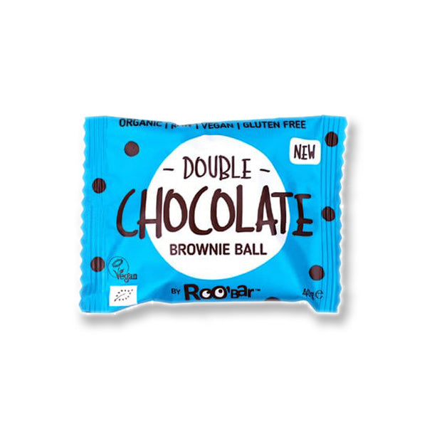 Roobar Double Chocolate Brownie Ball Desert crud organic de ciocolată dublă 40gr