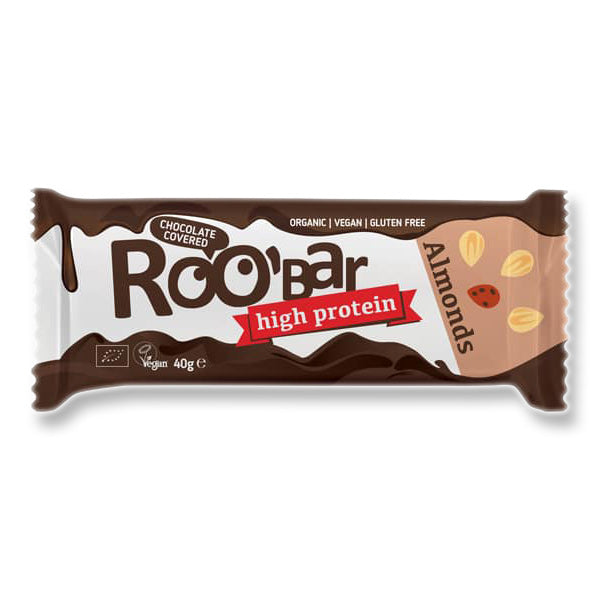Roobar Protein Bar Almonds Baton proteic cu migdale și acoperire cu ciocolată 40gr