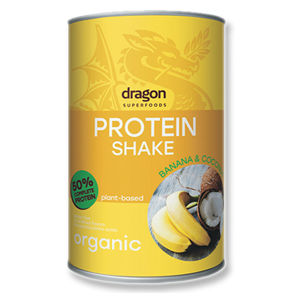Dragon Banana&Coconut Protein Shake 52% BIO Băutură proteică cu banane și cocos cu eritritol 450gr
