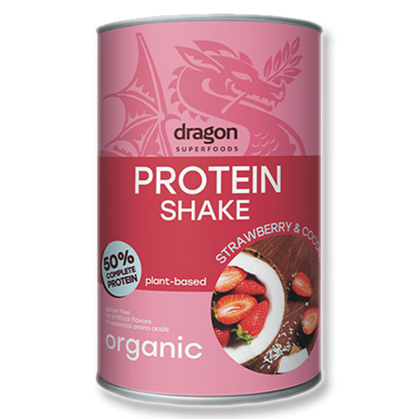 Dragon Strawberry&Coconut Protein Shake 50% BIO Băutură de căpșuni și cocos cu eritritol 450gr